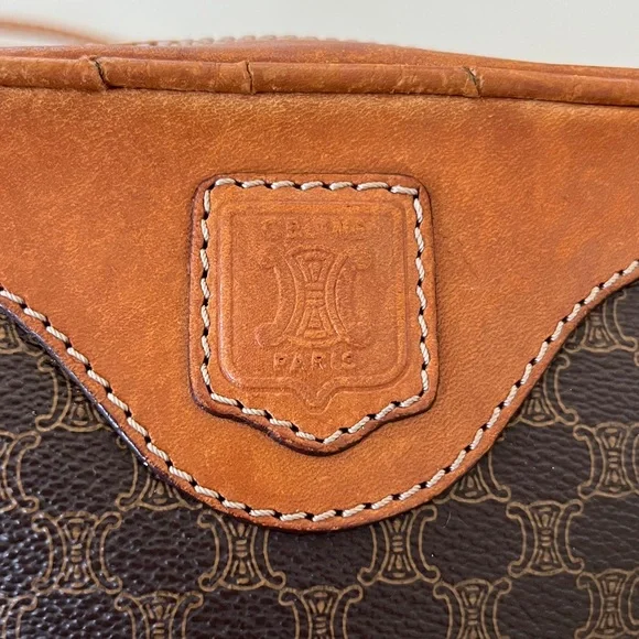 Celine Vintage Brown & Tan Monogram Crossbody Bag - Picture 2 of 12